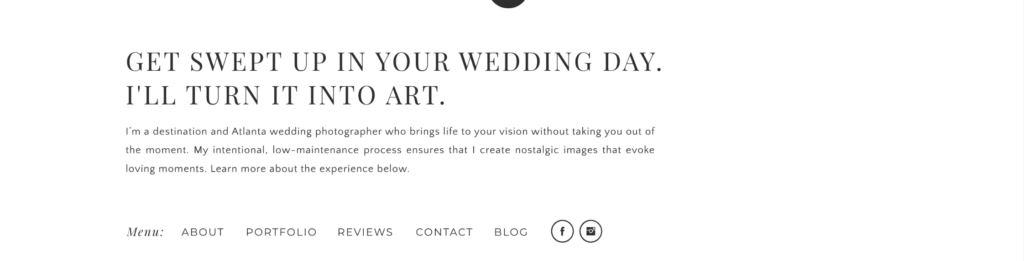 Below the fold copy for a wedding photography website made with a Tonic template